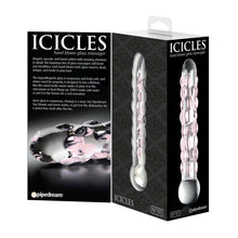Lade das Bild in den Galerie-Viewer, Icicles No. 7 Glas Dildo mit pinkfarbenen Reiznoppen - 17,8 cm

