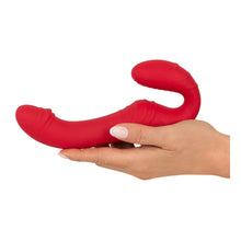Lade das Bild in den Galerie-Viewer, Silikon Strap-on-Doppelvibrator - Gurtlos mit Fernbedienung - 19 cm
