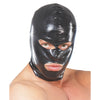 Latex Kopfmaske schwarz mit Nasenlöcher 
