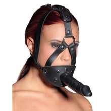 Lade das Bild in den Galerie-Viewer, Leder Kopfgeschirr mit Latex-Dildo und Mundknebel
