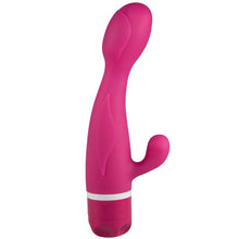 Lade das Bild in den Galerie-Viewer, Silikon G-Punkt Vibrator mit Klitoris-Reizarm, 21cm &quot;Pink Leaf&quot;