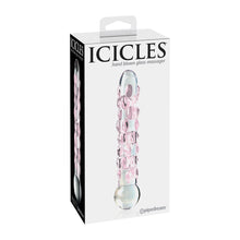 Lade das Bild in den Galerie-Viewer, Icicles No. 7 Glas Dildo mit pinkfarbenen Reiznoppen - 17,8 cm
